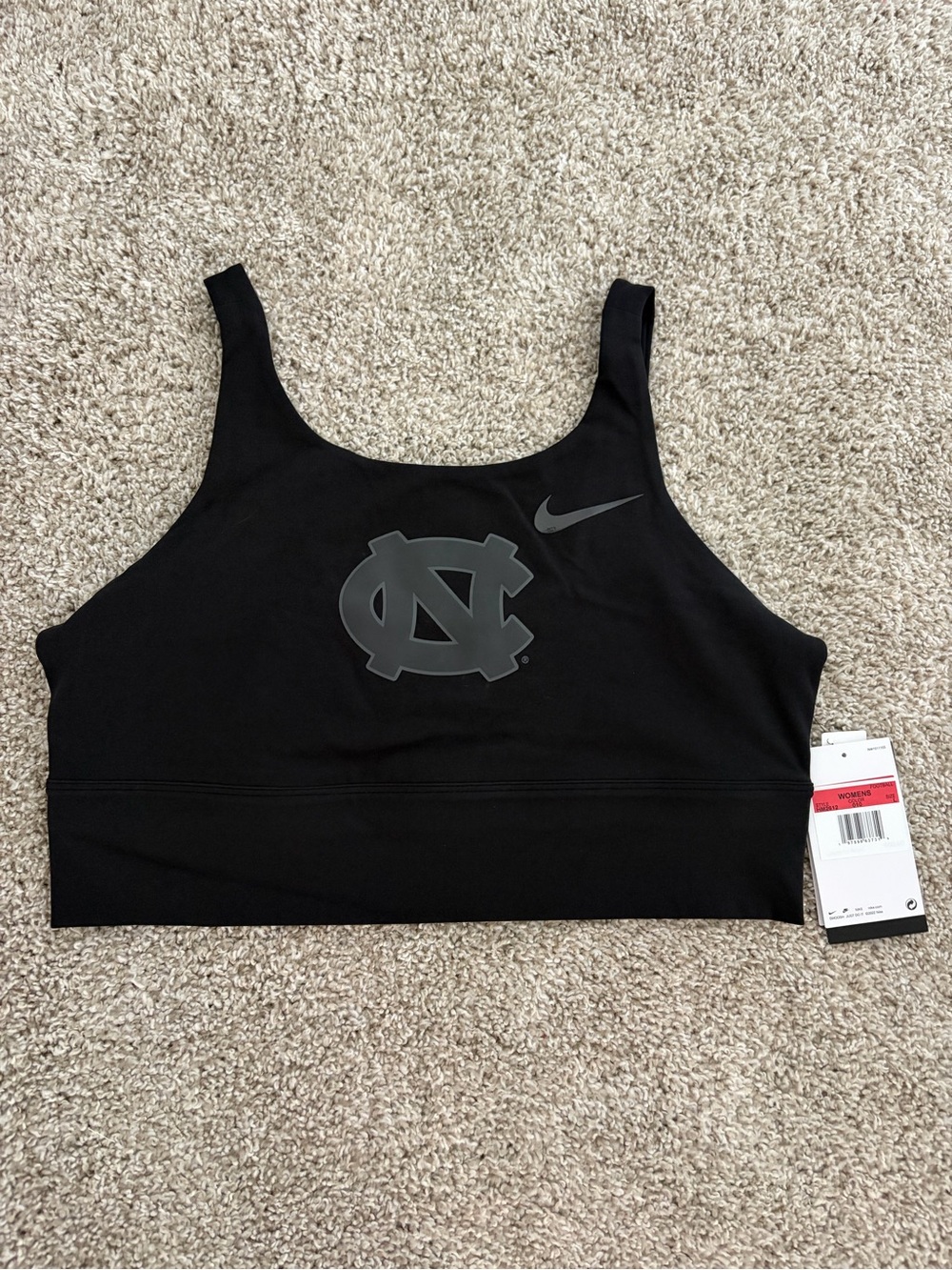 Nike Black Sports Bra with Gray Reflective UNC Logo - Large
